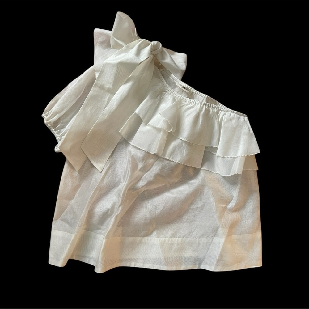 Ulla Johnson Alabaster White Size 6 One Shoulder Silk Blouse